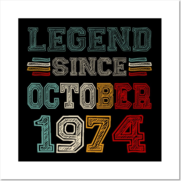 49 Years Old Legend Since October 1974 49th Birthday Wall Art by Red and Black Floral